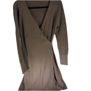 prAna Bryce Bluff Sweater Wrap Dress Camel Size M Length Aprox 39 3/4